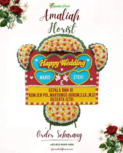 Karangan Papan Bunga Pernikahan di Cantigi